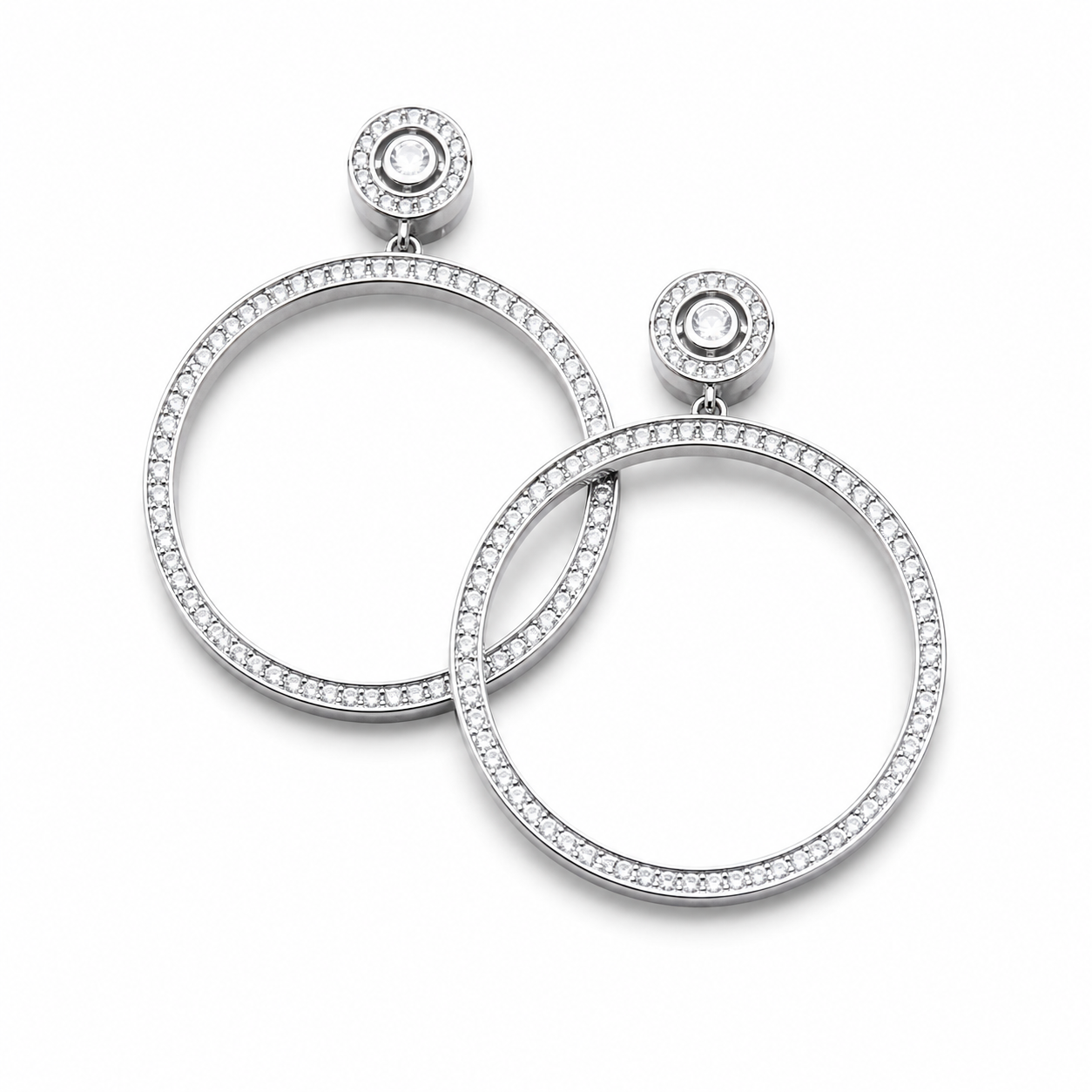 Runde Hengende Øredobber i 925 Sterling Sølv – Elegant Smykke til Dame