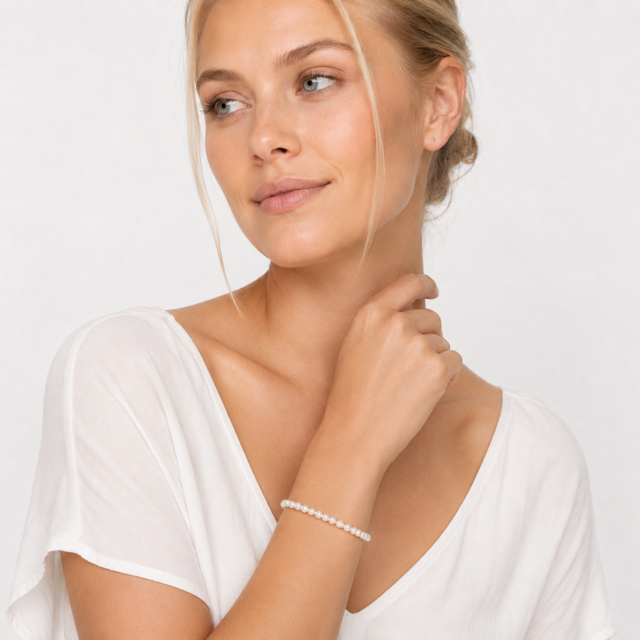 Perlearmbånd i 925 Sterling Sølv – Elegant Armbånd med Skallperler til Dame