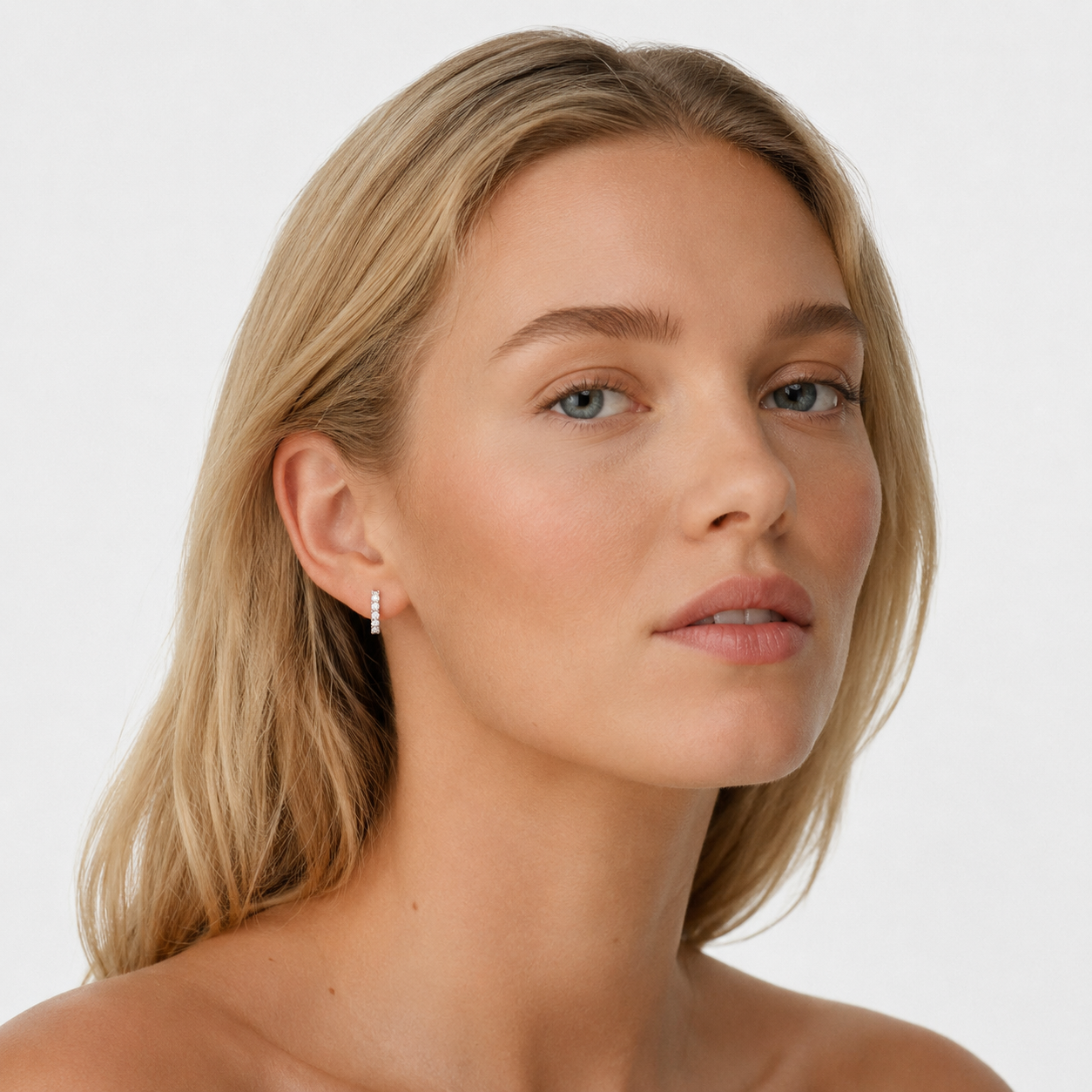 Moissanitt Hoop Øredobber i 925 Sterling Sølv – Elegante Små Creoler til Dame