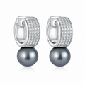 Perleøredobber i 925 Sterling Sølv med Zirkonia – Elegante Øredobber for Dame