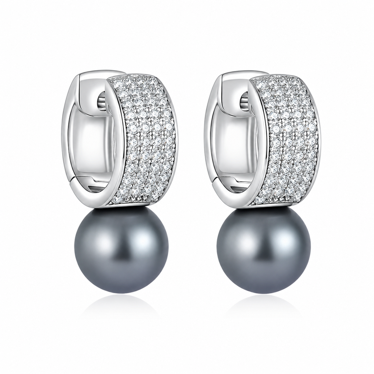 Perleøredobber i 925 Sterling Sølv med Zirkonia – Elegante Øredobber for Dame