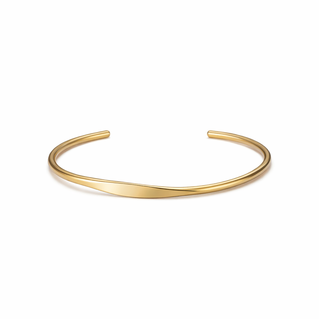 Åpent Cuff Armbånd i Gullbelagt Stål – Justerbart Minimalistisk Design