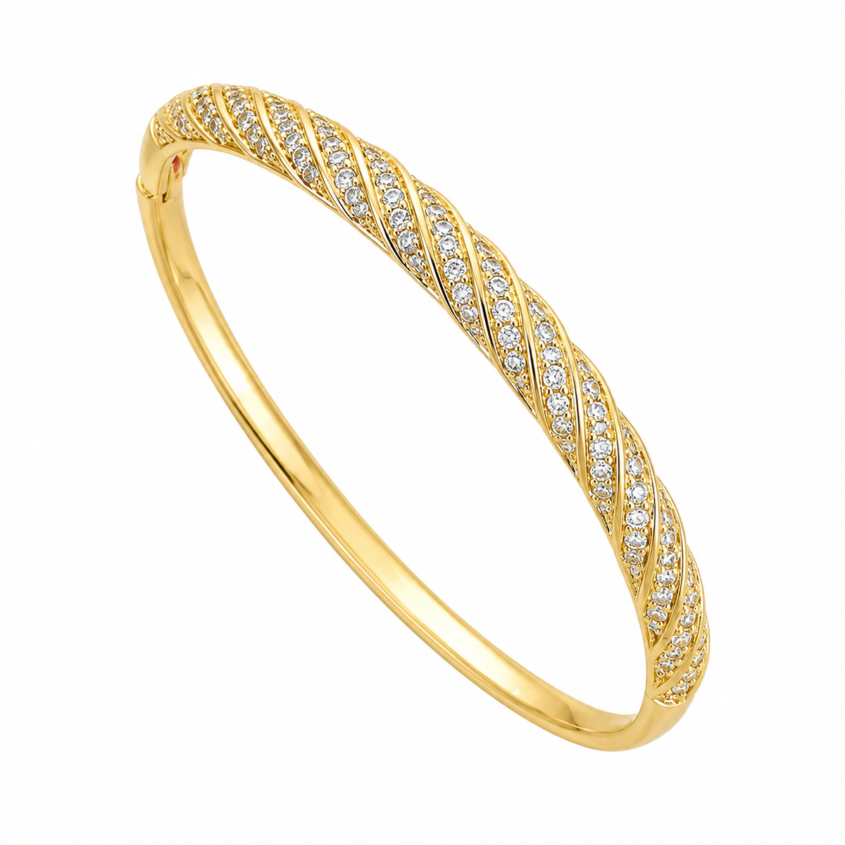 Tvunnet Mansjettarmbånd med Zirkonia – Gullbelagt Kobberarmring for Dame