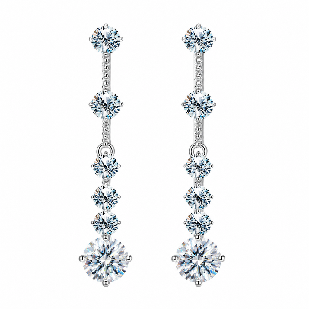 1 ct Moissanitt Dråpeøredobber i 925 Sterling Sølv – Lange Tassel-Øredobber for Dame