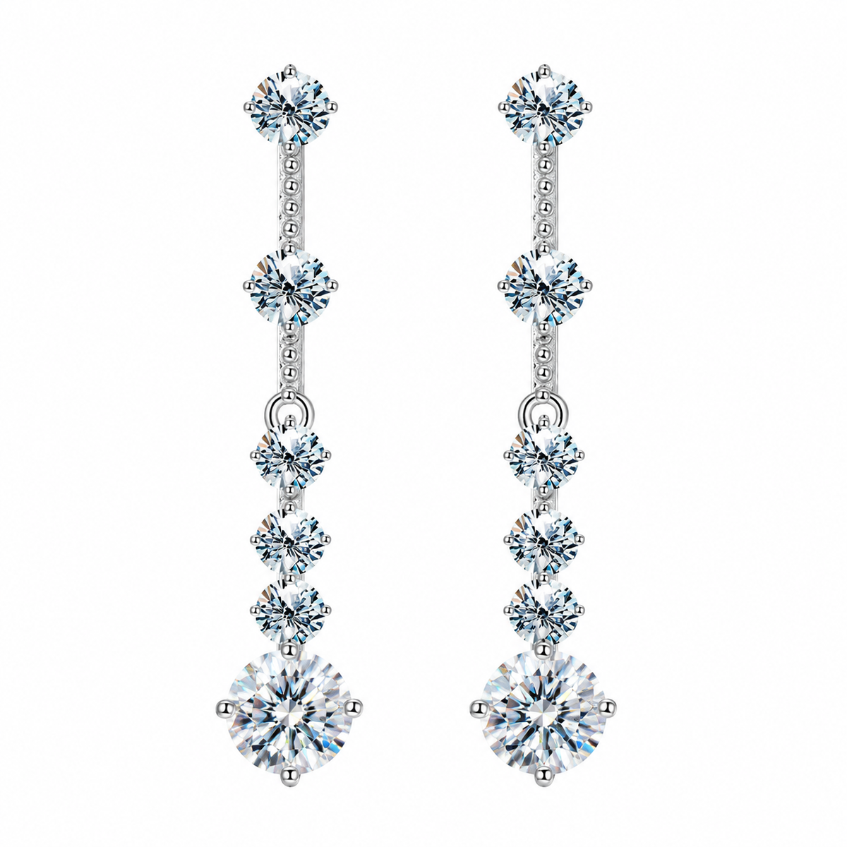 1 ct Moissanitt Dråpeøredobber i 925 Sterling Sølv – Lange Tassel-Øredobber for Dame
