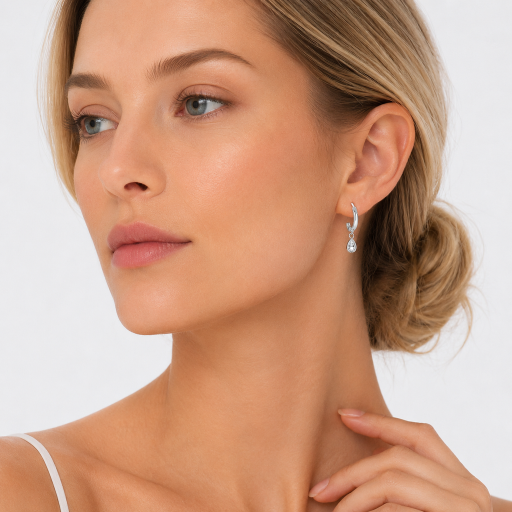 Vanndråpe Øredobber i 925 Sterling Sølv – Elegante Zirkonia Øredobber til Dame