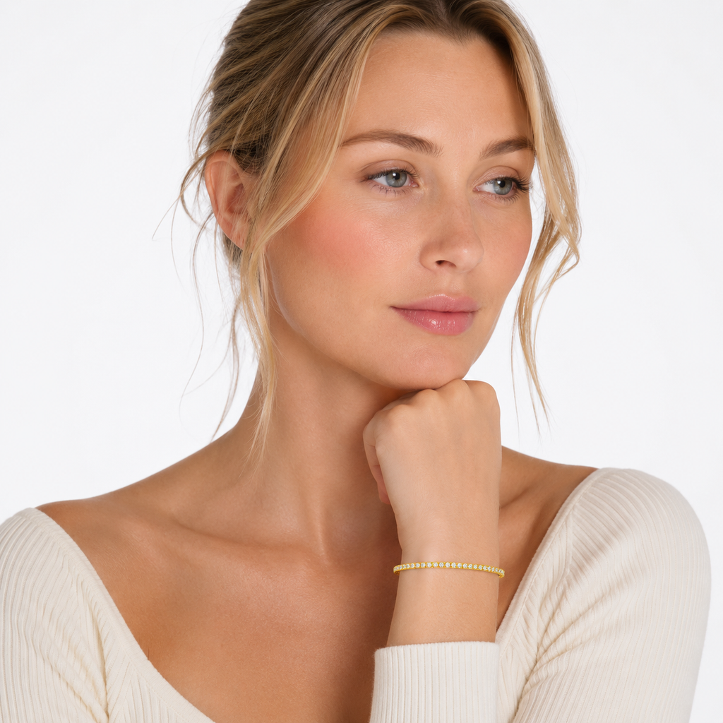 Moissanite-inspirert Armbånd i 925 Sterling Sølv – Elegant Smykke til Dame