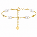 Perlearmbånd i Ekte 925 Sterling Sølv – Vintage 14K Gullbelagt Armbånd for Dame
