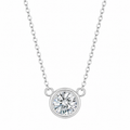 Moissanitt Halskjede i S925 Sterling Sølv – Rundt Anheng 0,5/1 ct for Dame