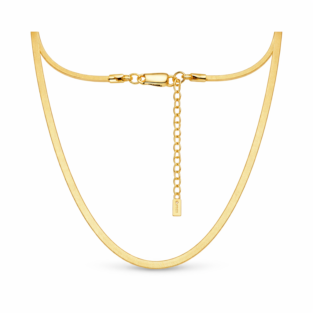 Flat Snake Chain Halskjede i 925 Sterlingsølv – Elegant Choker 3 mm