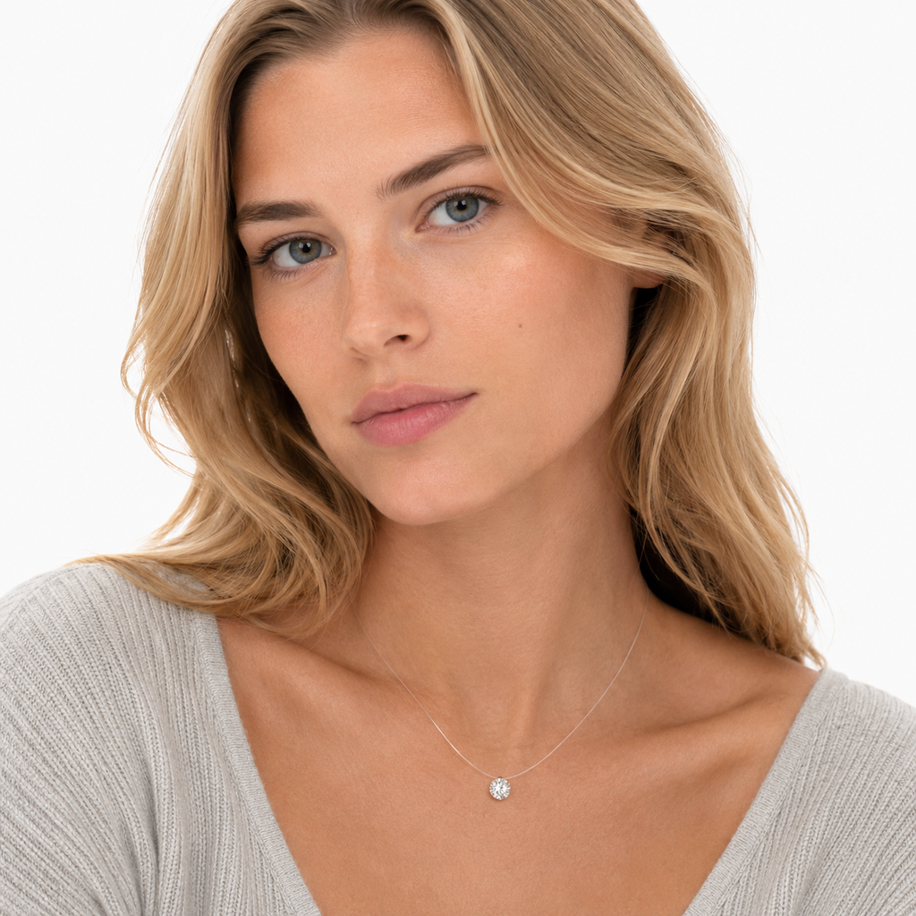 Moissanitt Halskjede med Transparent Kjede – 925 Sterling Sølv Clavicle Halskjede til Dame