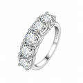 2,5/5 ct Moissanitt Femsteinsring i S925 Sterling Sølv for Dame