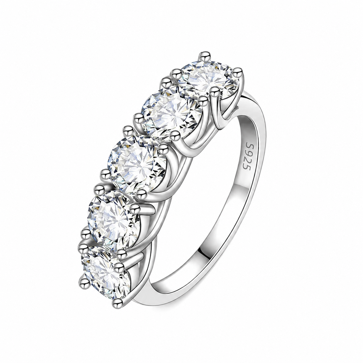 2,5/5 ct Moissanitt Femsteinsring i S925 Sterling Sølv for Dame