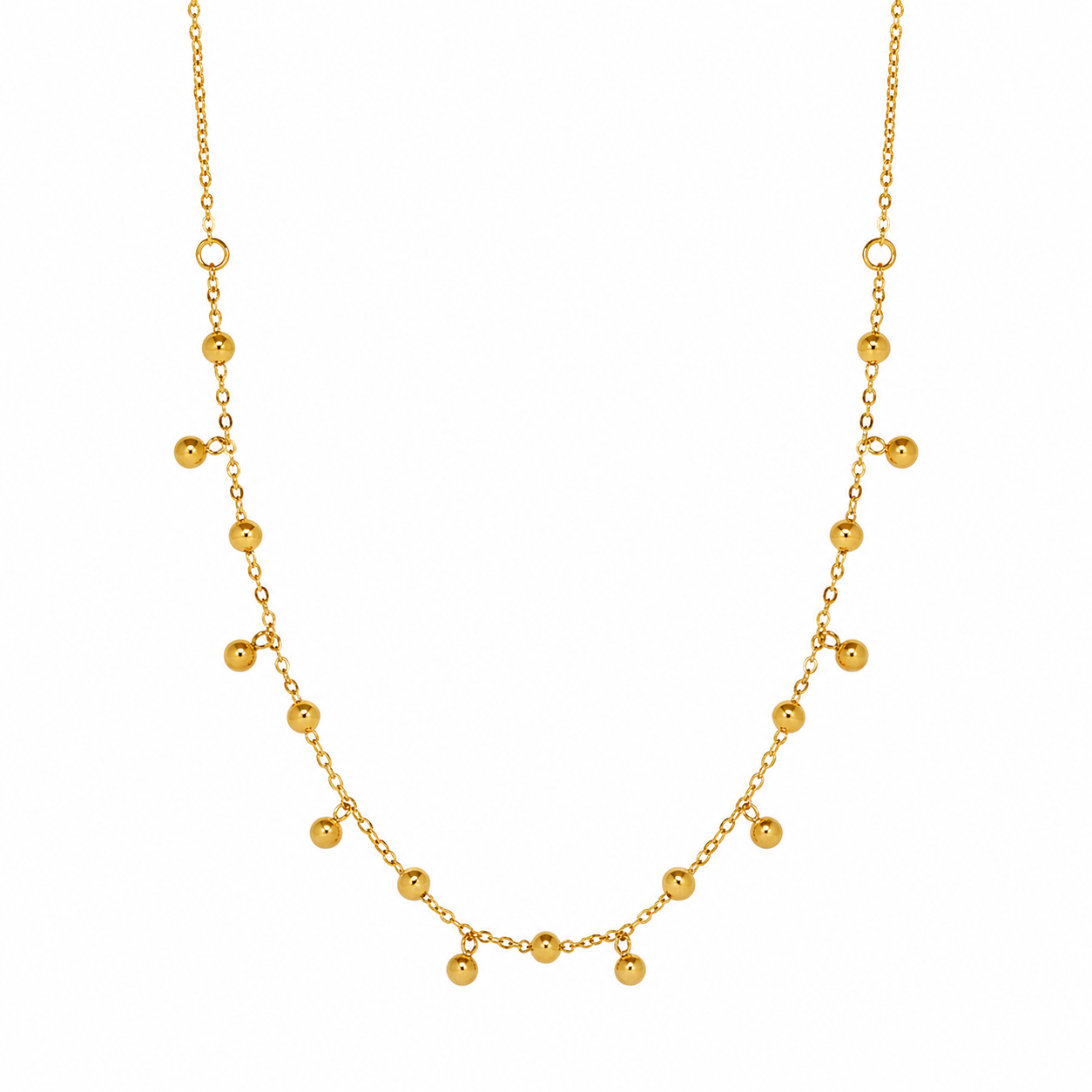 Gullfarget Choker Halskjede – Minimalistisk Bønne & Tassel Design