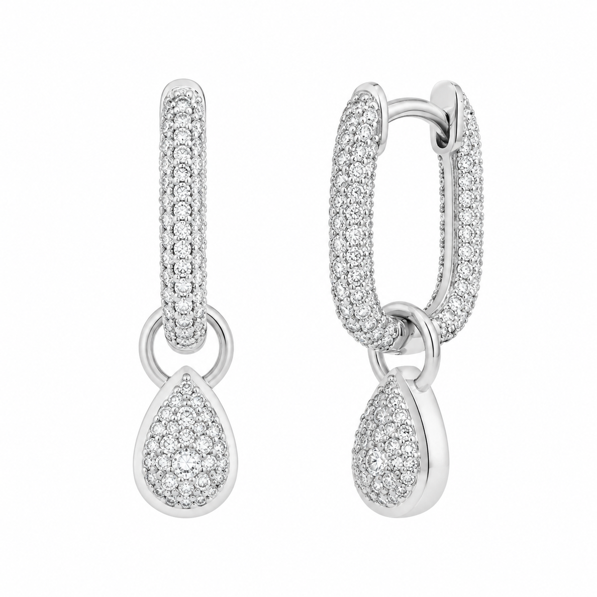 Moissanitt Dråpe Hoop Øredobber – Elegante Øredobber for Dame