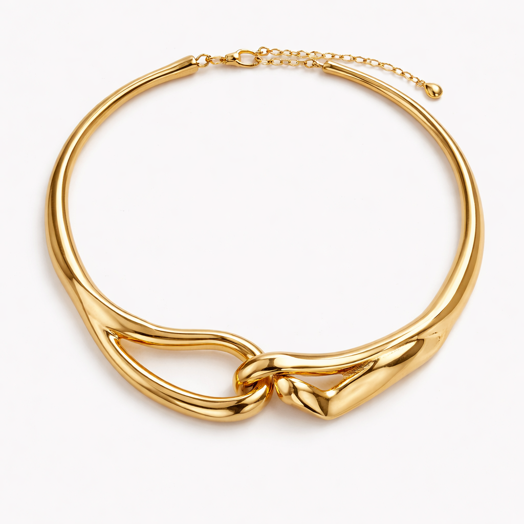 Bred Geometrisk Choker Halskjede – Trendy og Moderne Statement Smykke for Kvinner