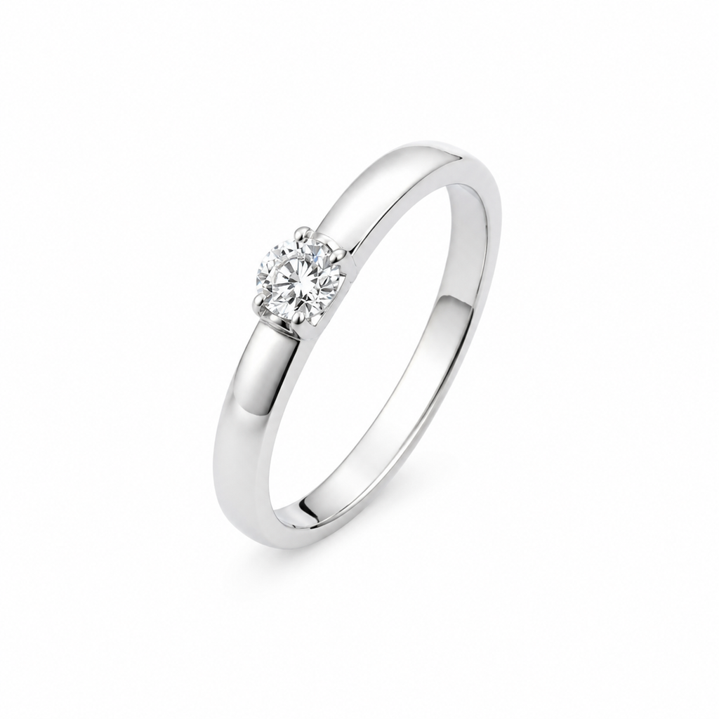 Moissanittring i 925 Sterling Sølv – Rund Ring til Dame