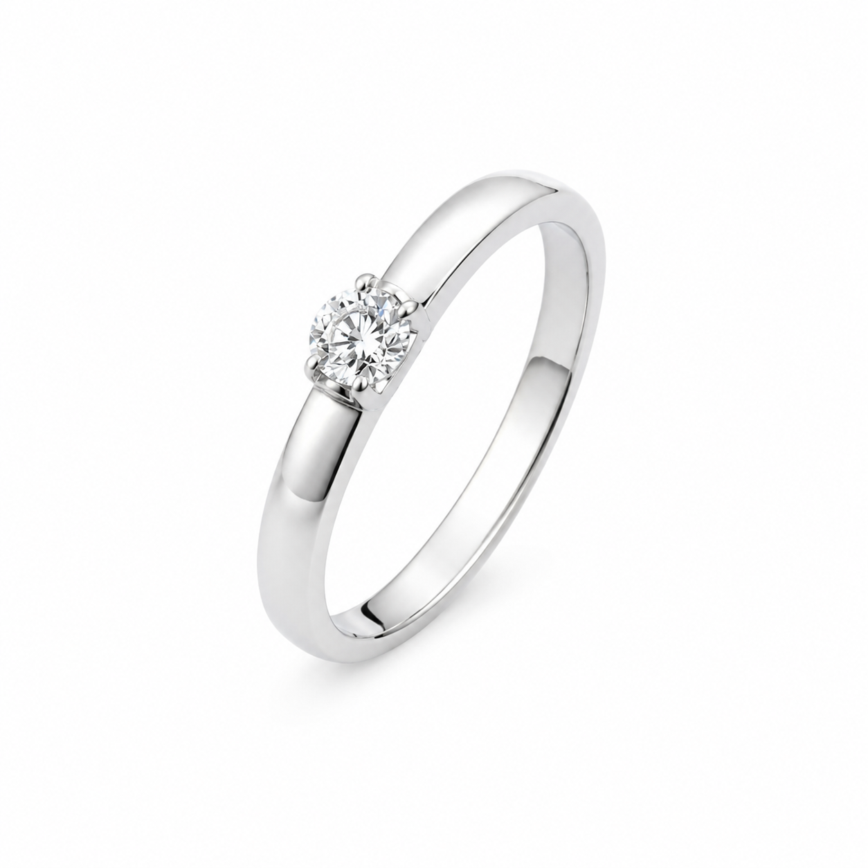 Moissanittring i 925 Sterling Sølv – Rund Ring til Dame