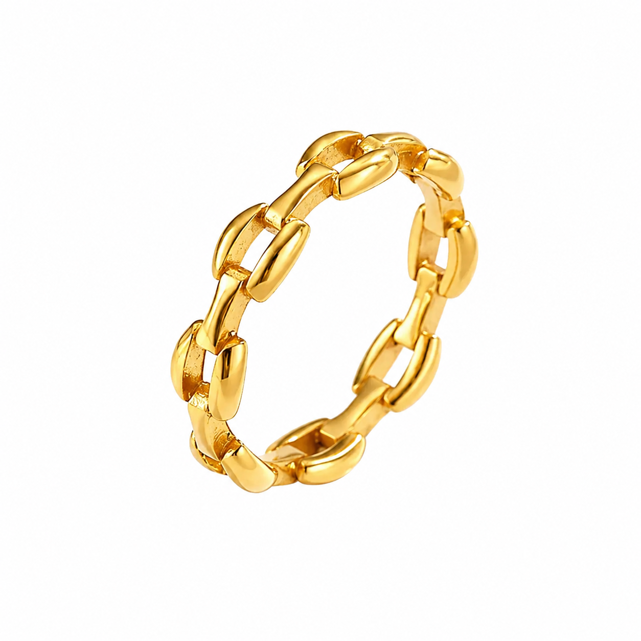 Lenkering til Dame – Gullfarget Minimalistisk Ring i Rustfritt Stål