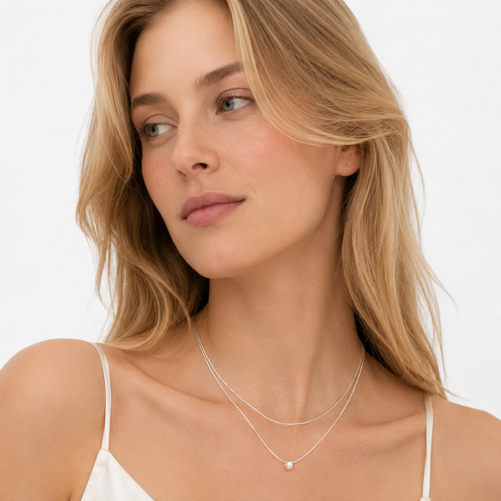 Geometrisk Halskjede i 925 Sterling Sølv – Elegant Anheng til Dame