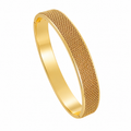 Bred Mansjettarmring i Gullbelagt Rustfritt Stål – Geometrisk Meshdesign