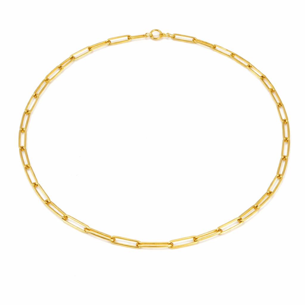 Paperclip Halskjede i Gullfarget Rustfritt Stål – Trendy Lenke for Dame og Herre | Unisex Statement Smykke