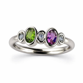 Vintage ring til dame med CZ-stener (oliven/lilla/hvit) – enkel og elegant statement-ring