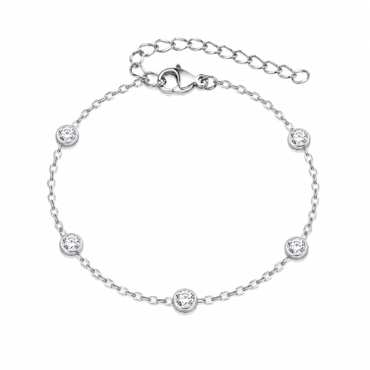 Lenkearmbånd med Zirkonia i Rustfritt Stål – Elegant Armbånd til Dame