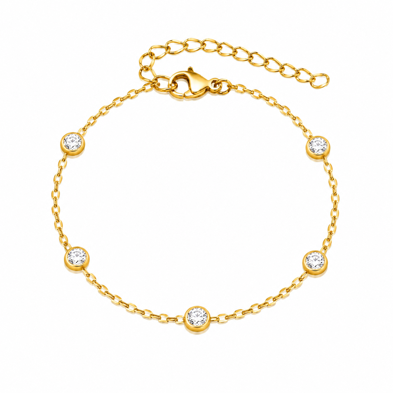 Lenkearmbånd med Zirkonia i Rustfritt Stål – Elegant Armbånd til Dame