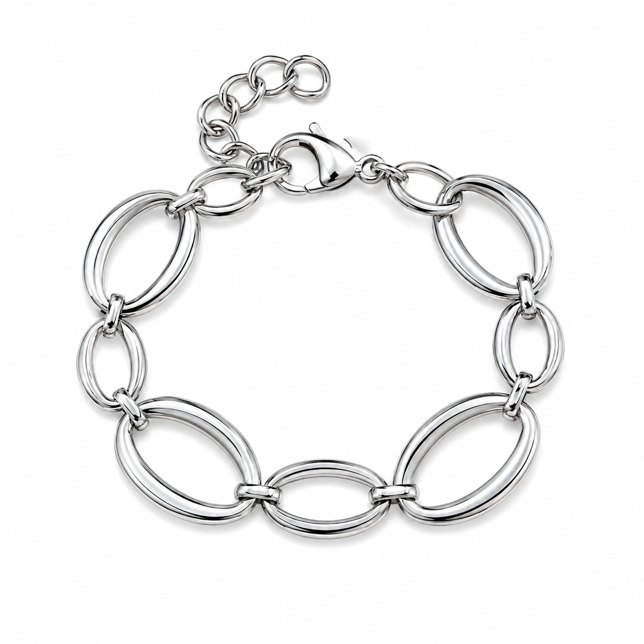 Ovalt Lenkearmbånd i Rustfritt Stål – Elegant Armbånd til Dame