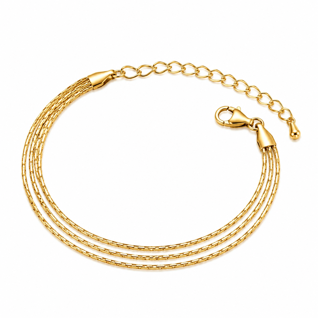 Flerlags Lenkearmbånd i Rustfritt Stål – Justerbart Armbånd til Dame