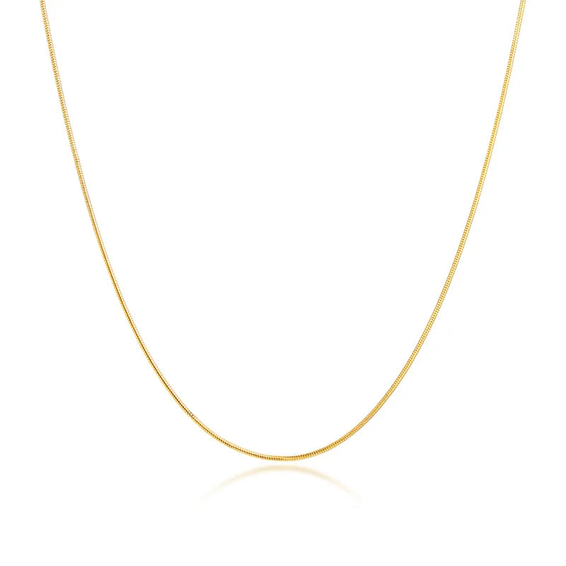 Tynt Snake Chain Halskjede i Gullfarget Stål – 1 mm Minimalistisk Choker (16–20")