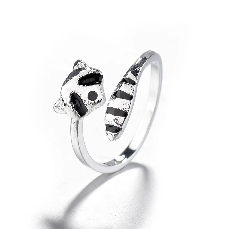 Søt Justerbar Ring med Raccoon/Fox Hale – Lekent og Delikat Design