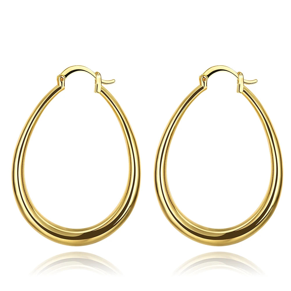 Store Gullfargede Hoop Øredobber – Trendy Statement Øredobber for Dame