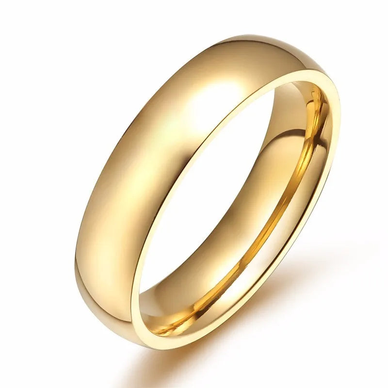 Gullfarget Ring i Rustfritt Stål | Elegant Tynn Ring til Dame og Herre
