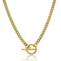 Chunky Choker Halskjede med T-Bar Lås – Gullfarget Cuban Chain Statement Smykke