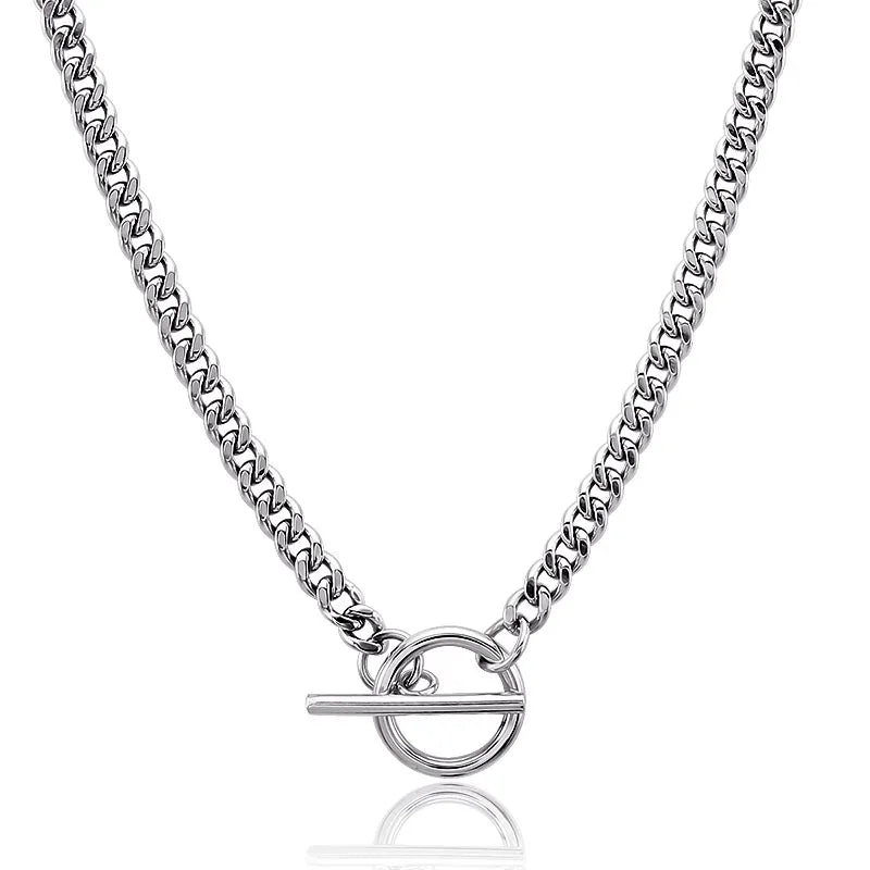 Chunky Choker Halskjede med T-Bar Lås – Gullfarget Cuban Chain Statement Smykke