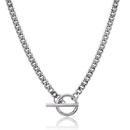 Chunky Choker Halskjede med T-Bar Lås – Gullfarget Cuban Chain Statement Smykke