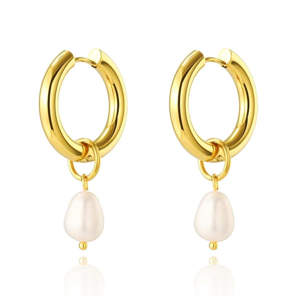 Vintage Gullfargede Øredobber med Perle – Elegante Statement Øredobber