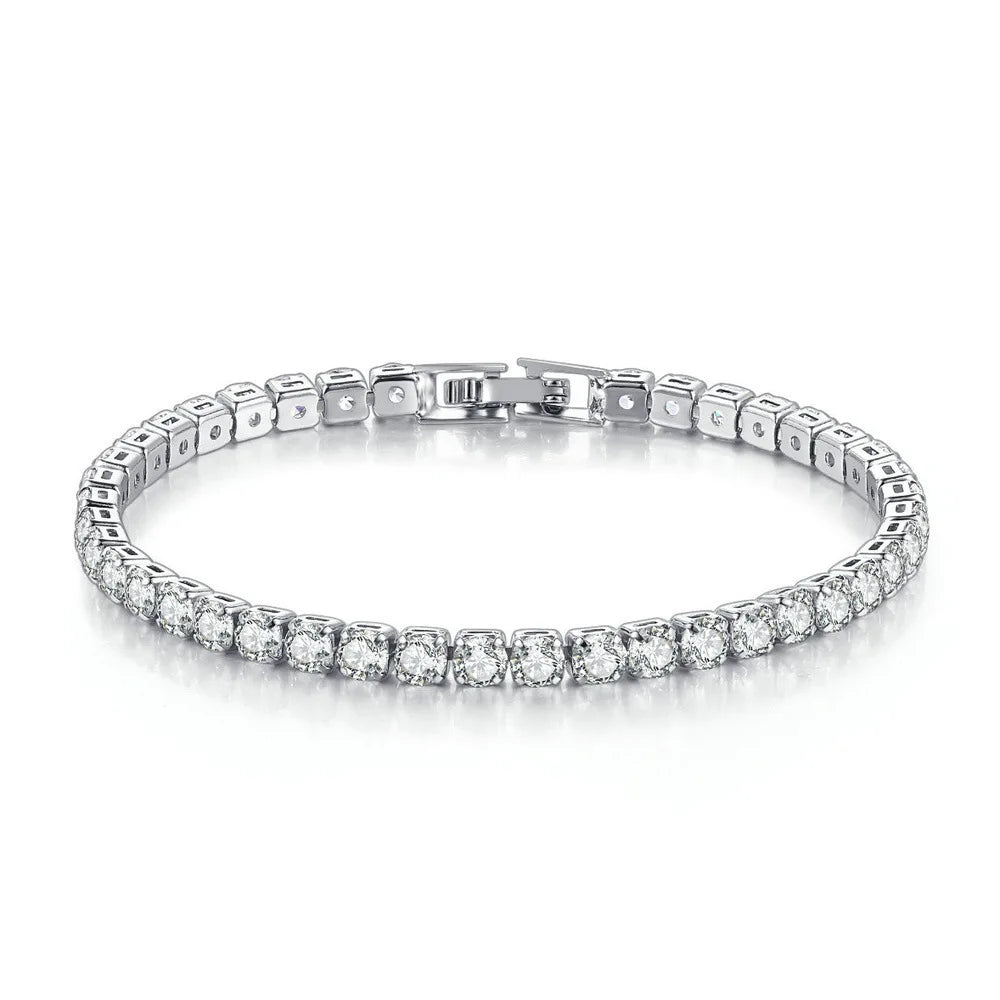 Tennisarmbånd til dame med 4 mm zirkonia – tynt og elegant krystallarmbånd til bryllup og fest