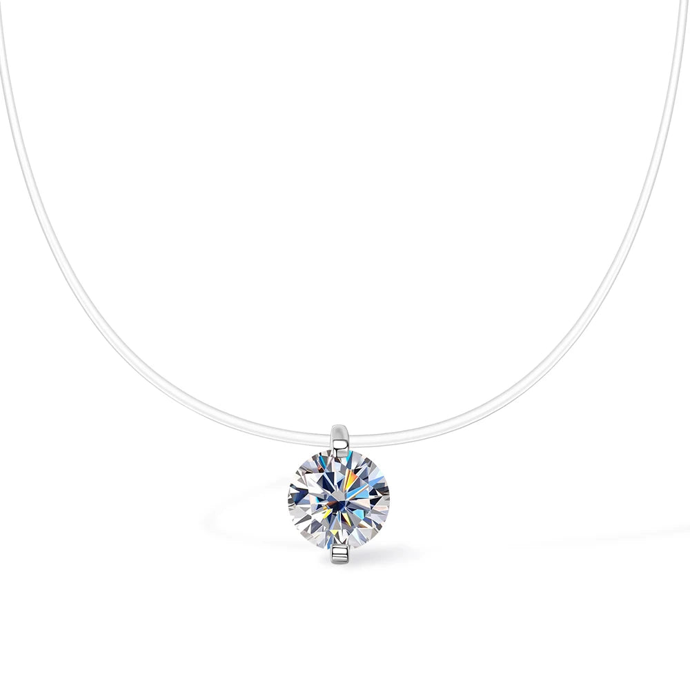 Moissanitt Halskjede med Transparent Kjede – 925 Sterling Sølv Clavicle Halskjede til Dame
