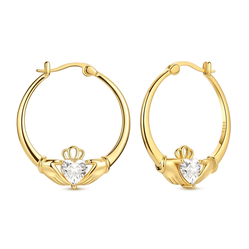 Claddagh Creoløredobber i 925 Sterling Sølv – Klassiske Øredobber til Dame