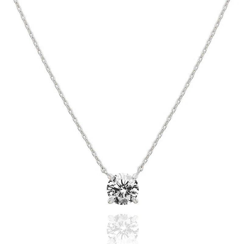 Moissanitt Solitaire Halskjede til Dame | Elegant Anheng i 5 mm eller 4 mm