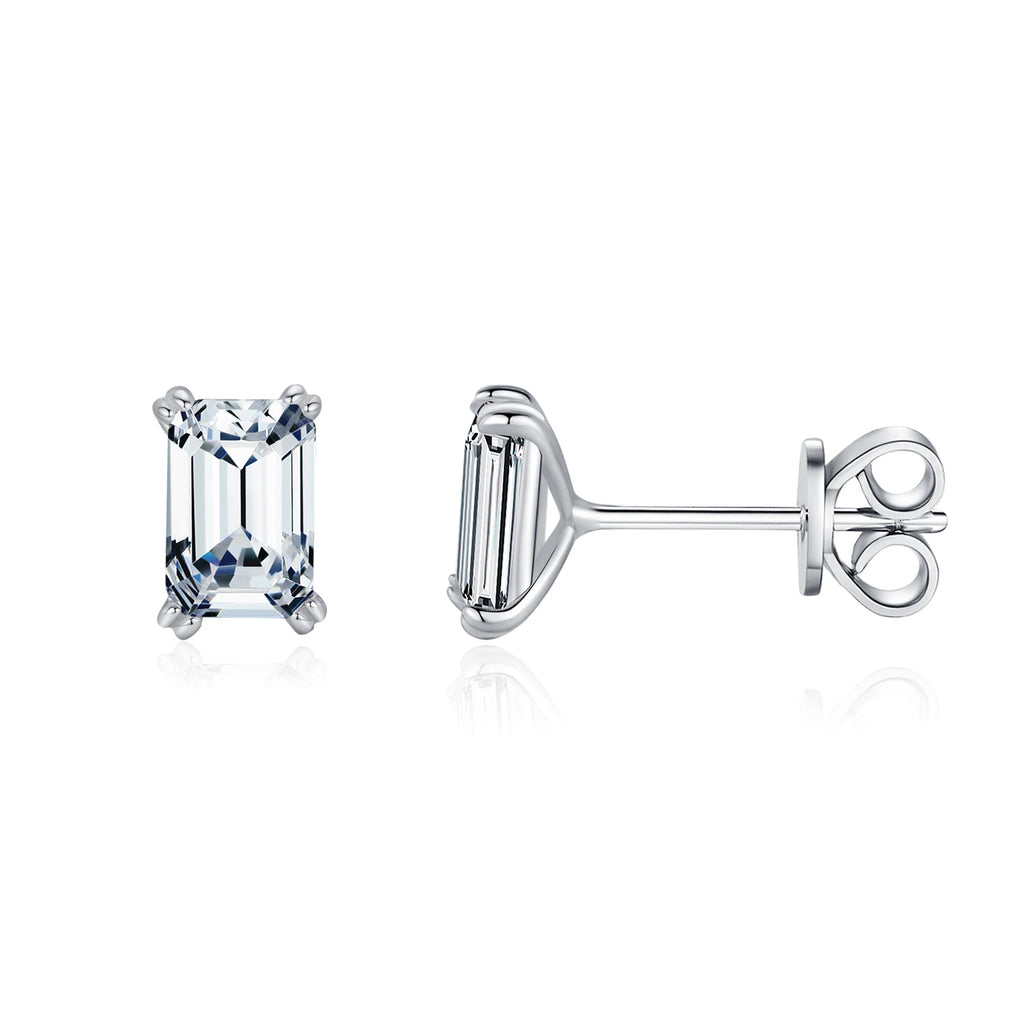 Emerald Cut Zirkonia Øredobber i 925 Sterling Sølv – Hypoallergene Studs for Dame
