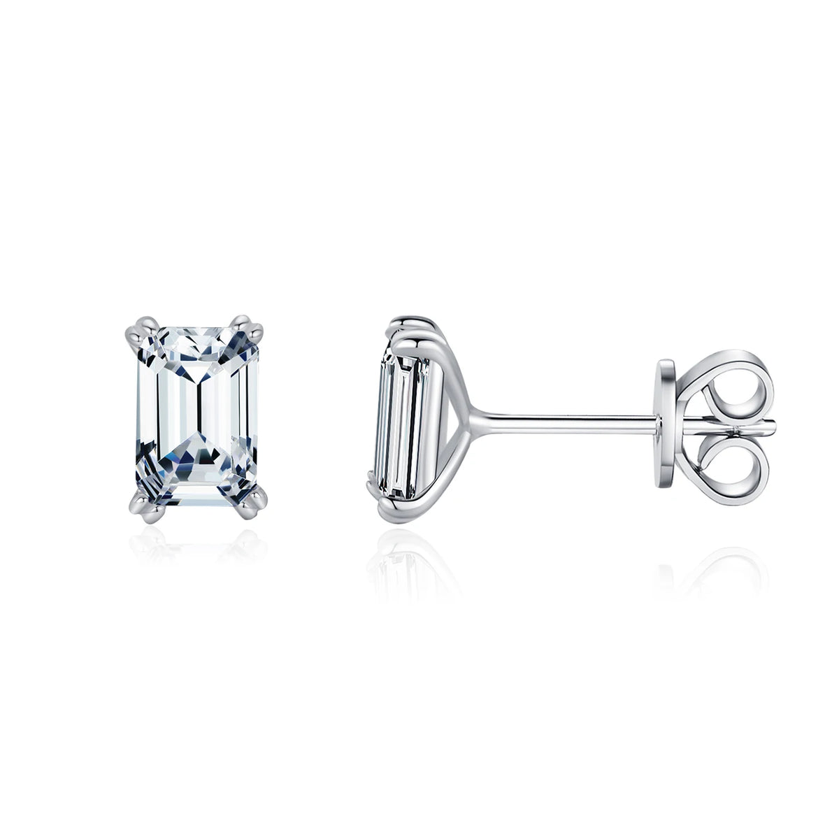 Emerald Cut Zirkonia Øredobber i 925 Sterling Sølv – Hypoallergene Studs for Dame