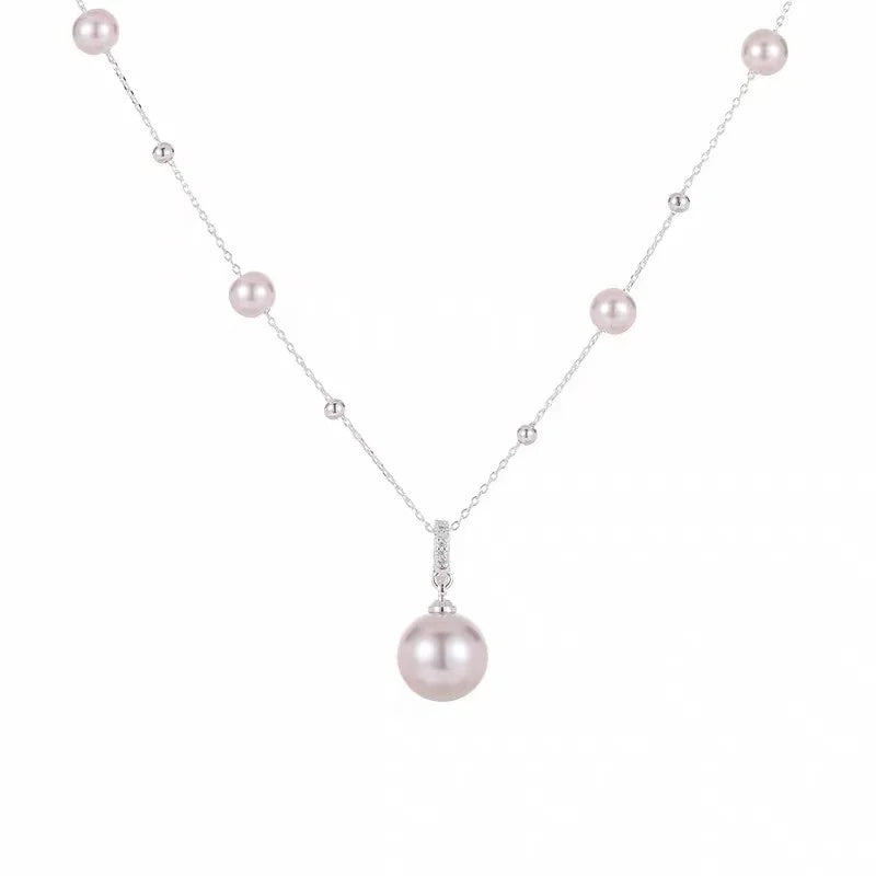 Elegant Perlehalskjede til Dame | Perlekjede med Rundt Perleanheng