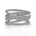 Flerlags Kryssring med Glitrende CZ-Steiner – Trendy Statement Ring for Kvinner