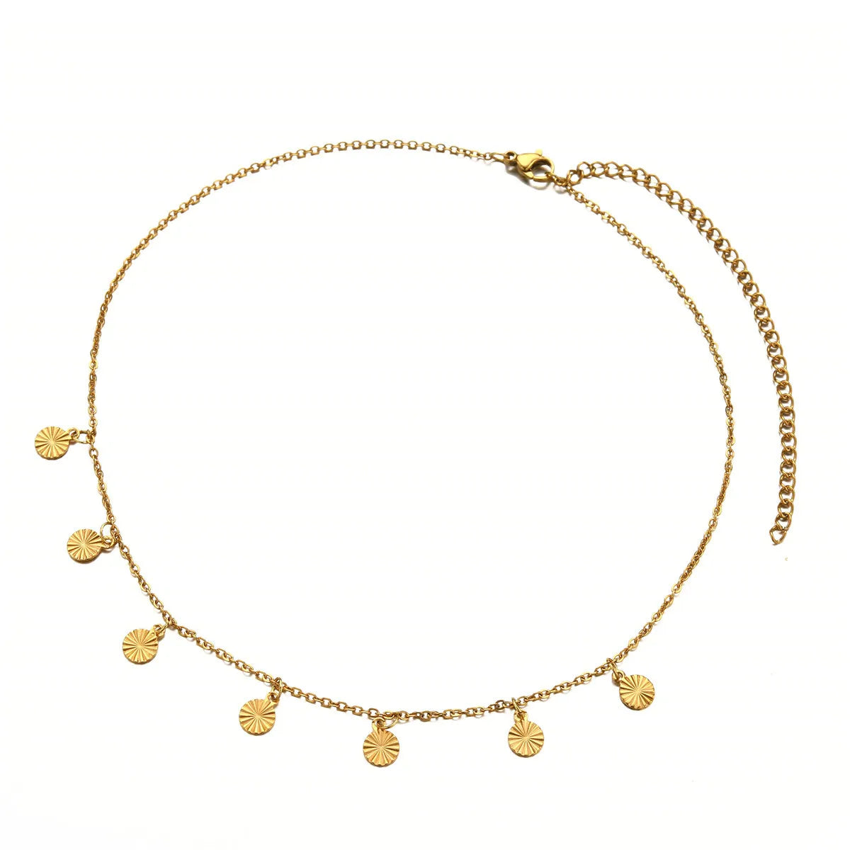 Tassel Halskjede i Rustfritt Stål | Gullfarget Choker med Glitrende Skiver