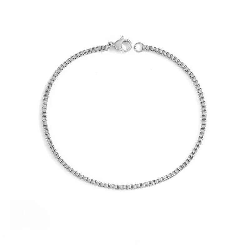 Box Chain Armbånd i Gullfarget Stål – 2 mm Minimalistisk Lenke
