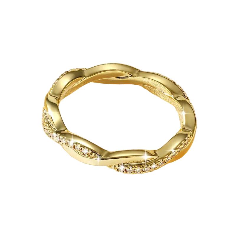 Moissanitt Eternity Ring med 14K Gullfyll – Tvunnet Design for Dame